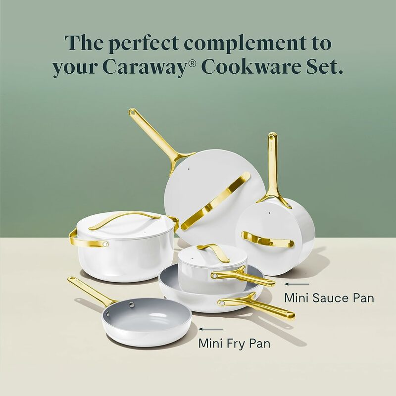 Caraway Mini Duo-Mini padella in ceramica antiaderente e Mini padella (1.75 qt) - Non tossico, senza PTFE e PFOA-sicuro per il forno