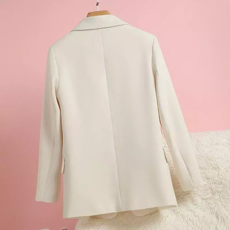 Pakaian mantel bisnis kantor wanita, mantel kasual kelas atas Korea modis populer putih susu Musim Semi dan Gugur 2023