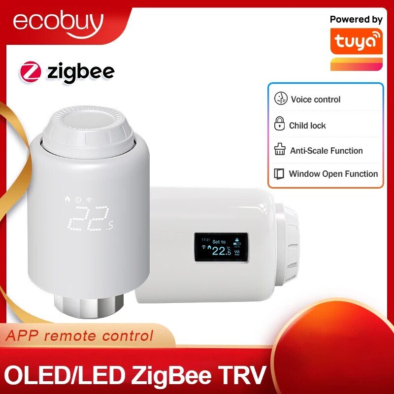 Tuya Zigbee Válvula Termostática do Radiador, vida inteligente, Zigbee Gateway, Controlador de Temperatura Digital, Alexa, Google Home, Alice