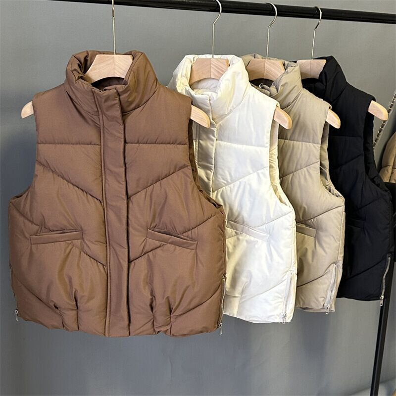 Chaleco cálido para mujer, chaqueta elegante con cremallera, informal, holgada, gruesa, a la moda, novedad de invierno, 2024