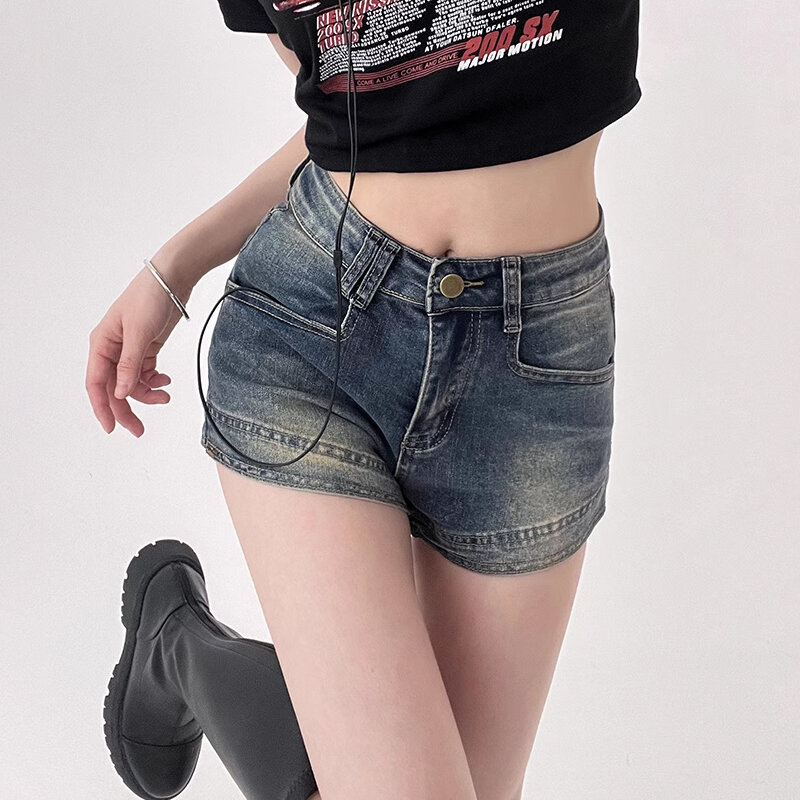 Shorts Frauen Denim sexy hohe Taille amerikanischen Stil Retro-Mode Sommer hot sweet Streetwear All-Match lässige Jeans Hosen