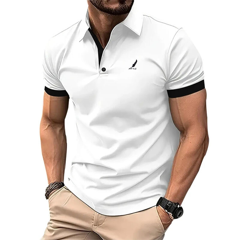 قميص بولو كاجوال بأكمام قصيرة للرجال ، ملابس رياضية للشارع ، بلوفر كبير الحجم ، ملابس جولف ، أزرار علوية ، الصيف