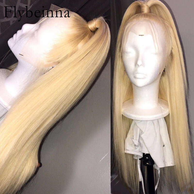 Perruque Lace Front Wig Remy Brésilienne Naturelle, Cheveux Lisses, Blond 613, 13x6 HD, 13x4, 40 Pouces, Longue Longueur