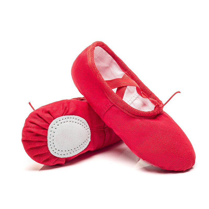 รองเท้าเต้นสำหรับผู้หญิงรองเท้าบัลเล่ต์ผ้าใบ sepatu balet anak perempuan ใช้เท้านุ่มสำหรับฝึกเต้นบัลเล่ต์