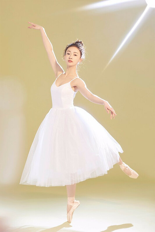 Branco ballet tutu vestido adulto novo profissional ballet prática trajes de dança