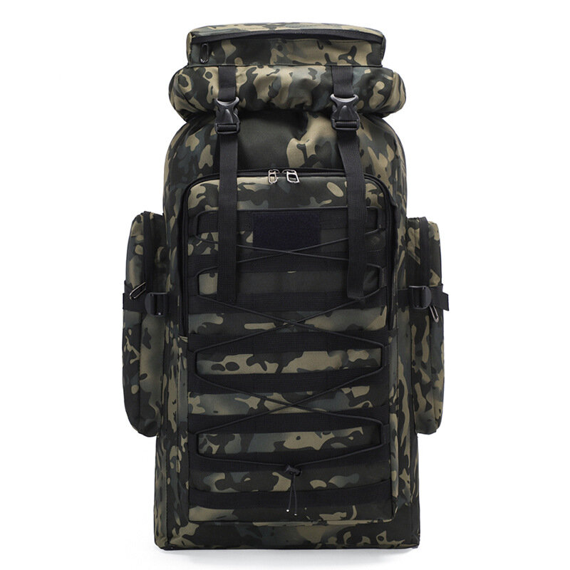 80L Waterproof Molle Camo Tactical Backpack Military Army Hiking Camping Backpack Travel Rucksack Outdoor Sports Climbing Ba