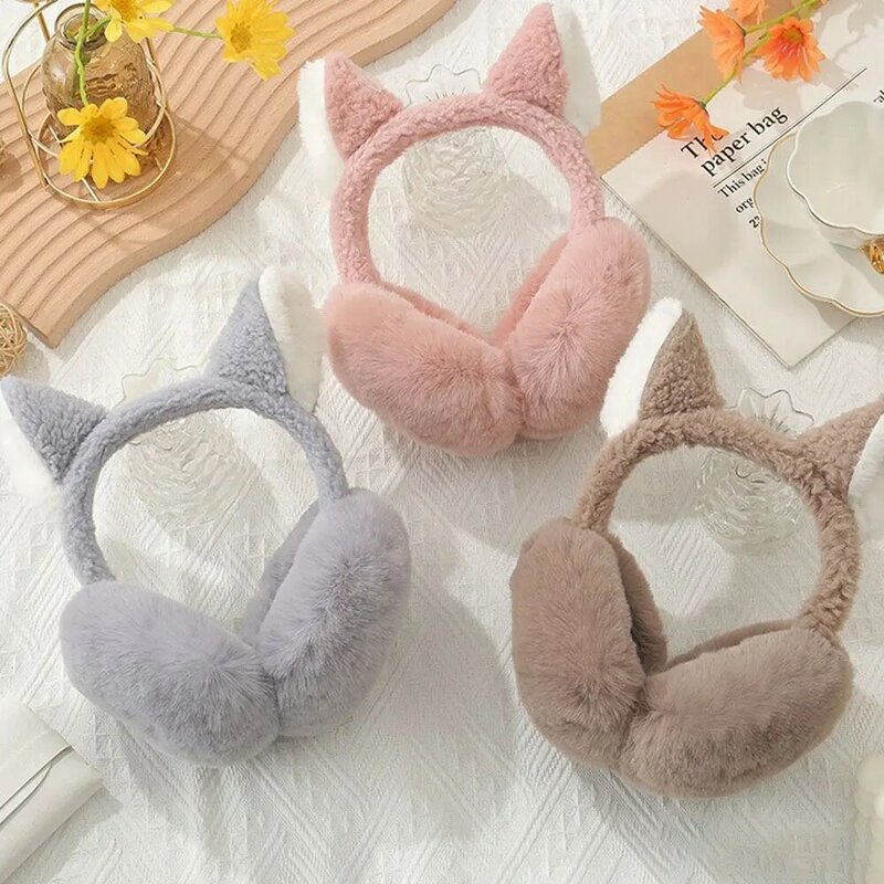 Keep Warm Fluffy Earmuffs Sweet Cold Protection Plush Windproof Ear Cover Foldable Soft Winter Earflaps