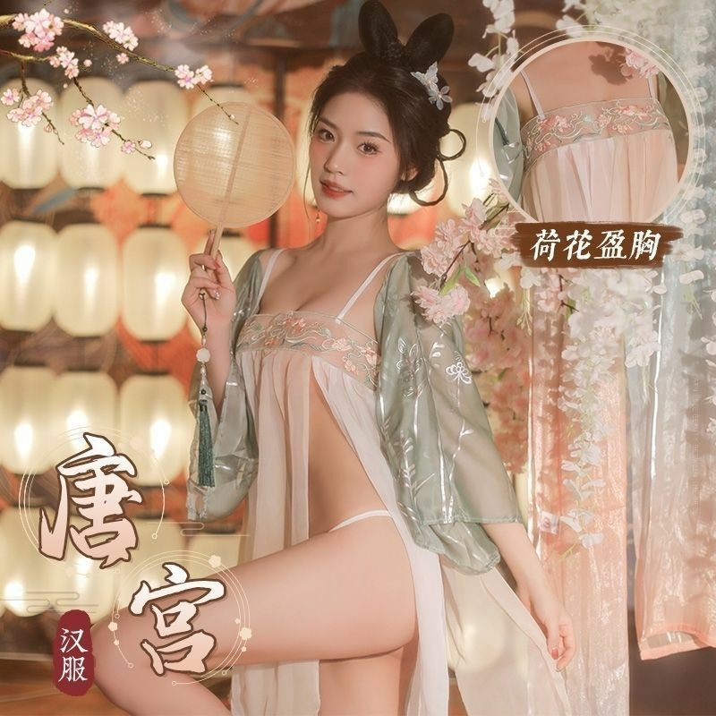 Vestido tradicional chino antiguo Hanfu de gran tamaño, uniforme de bolsa de vientre apasionado, tentación, ropa de dormir Sexy, delantal, uniforme Hanfu