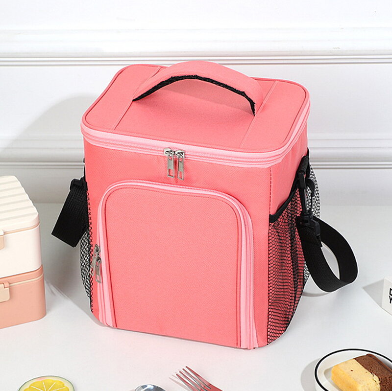 Flower Color Letter Print Pattern Large Capacity Minimalist Lunch Insulation Bag Waterproof Insulated Portable Zipper Lunch Bag