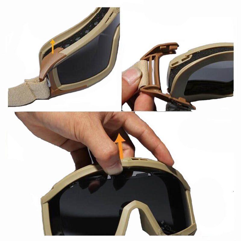 Tactische Bril Militaire Schieten Zonnebril Winddicht Zand Controle Wargame Bril 3 Lenzen Vervangbare Leger Schieten Bril