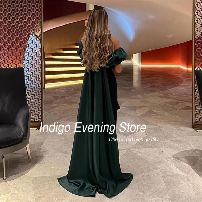 Indigo elegantes Mermiad Ballkleid von der Schulter offener Rücken Kurzarm falte knöchel langes Abendkleid Frauen Roben de Soirée