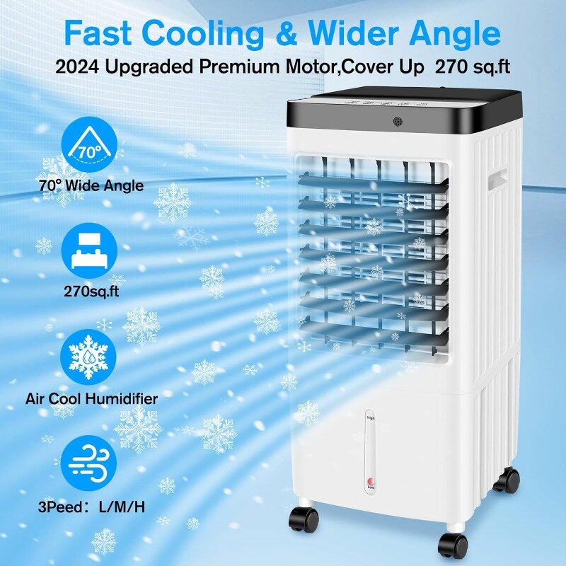 Portable Air Conditioners Windowless,2024 Upgraded,3 IN 1 Swamp Cooler,with 3 Gal Water Tank,Timer,3 Speeds,70° Oscillation