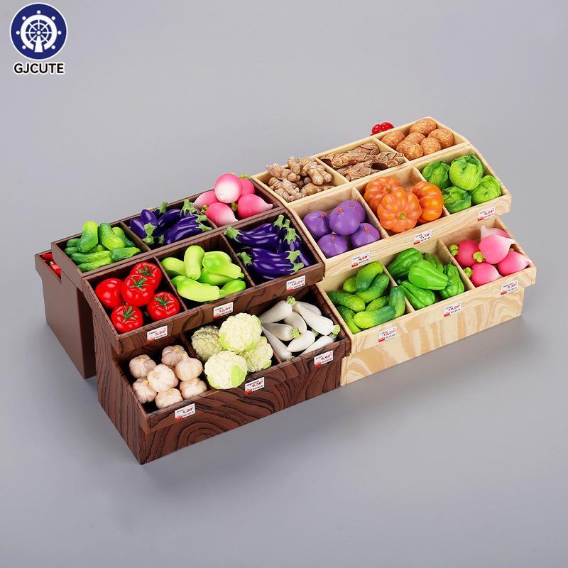 Dollhouse Miniature Food Display Shelf, Simulação de frutas e vegetais Rack, Decoração da casa de bonecas, Pretend Play Toy, 1:12, 1Pc