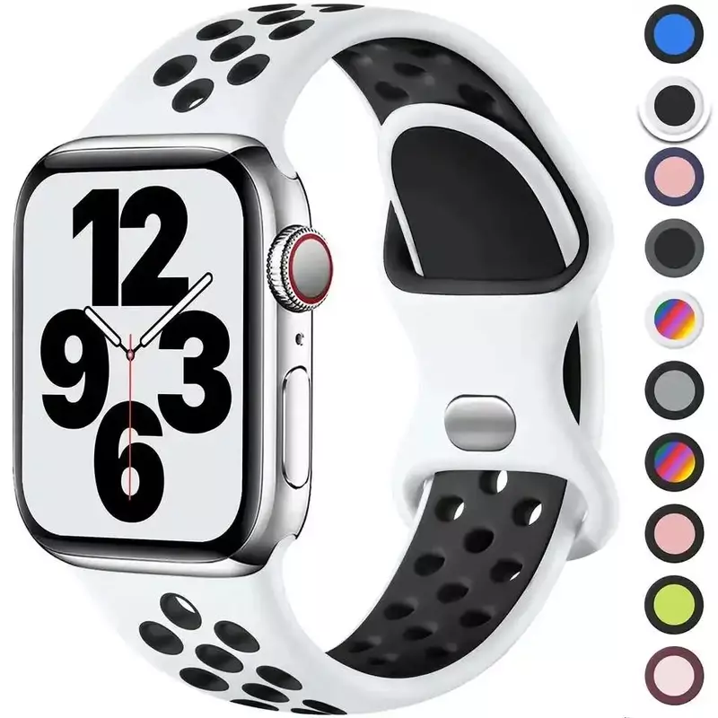 Apple Watch用シリコンストラップ,スポーツブレスレット,iwatch 8 se 7, 6, 5,ultra,49mm, 44mm, 45mm, 42mm, 41mm 38mm、40mm