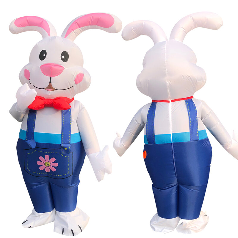 Kostum tiup anak-anak dewasa badut Kelinci Paskah setelan Cosplay kelinci lucu lucu untuk penampilan Festival pesta karnaval pakaian