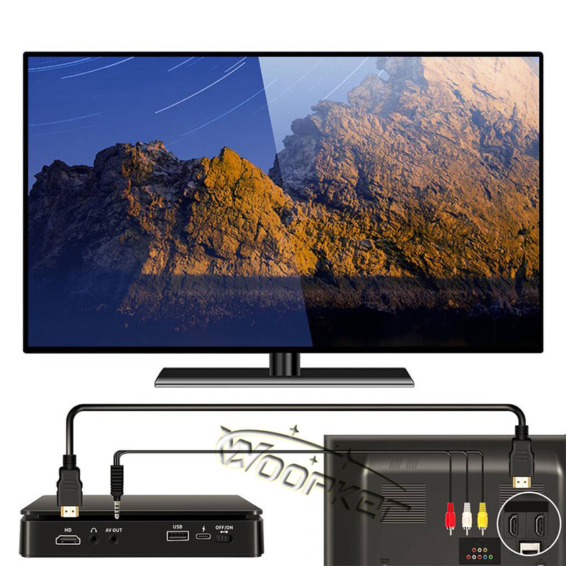 Woopker-Leitor de DVD HD com HDMI, Conexão AV, Entrada USB, Saída de auscultadores, Touch LED Screen, Tipo-C, 5V, 2A, 1080P