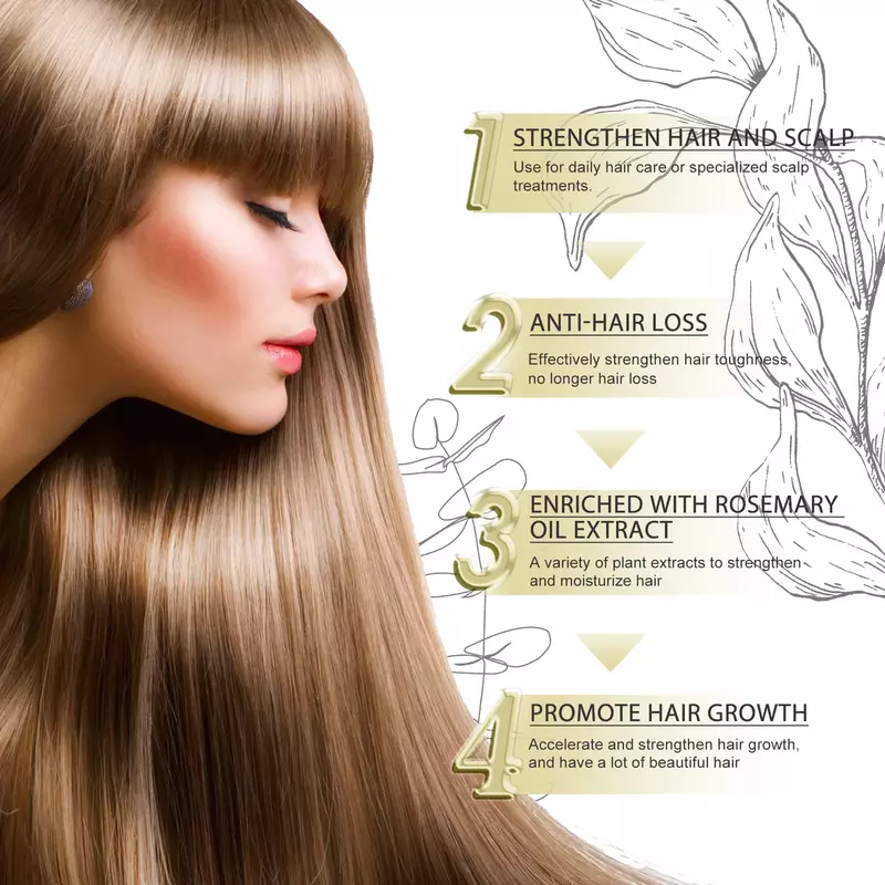 Óleo natural do crescimento do cabelo para reparar cabelos danificados, óleo essencial nutritivo, óleo anti-perda de cabelo hidratante e suave