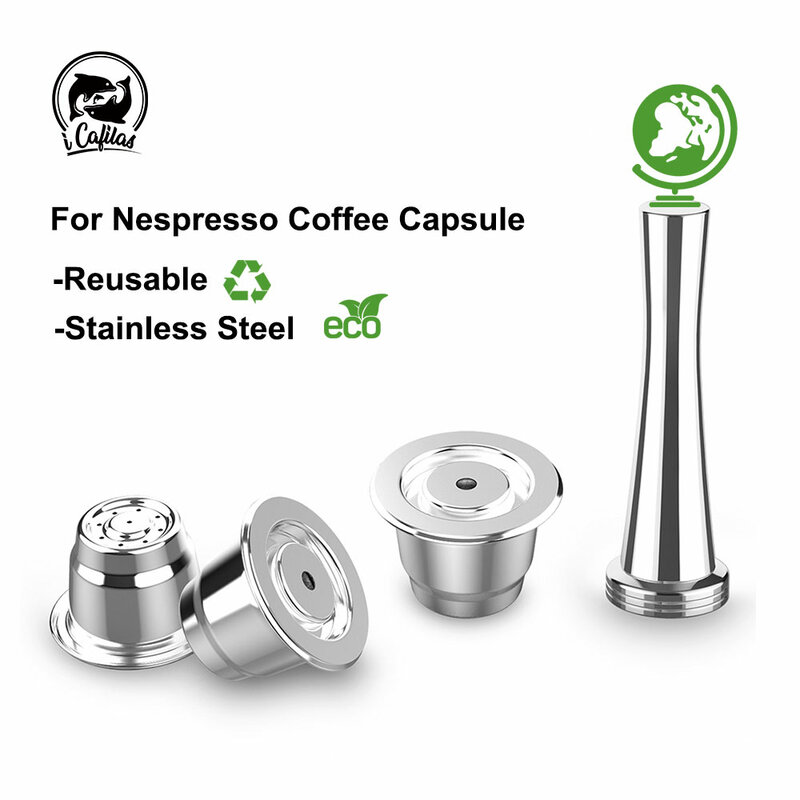 iCafilas Reusable Coffee Capsule For Nespresso Stainless Steel Coffee Filters Espresso Coffee Crema Pod Maker New Upgraded
