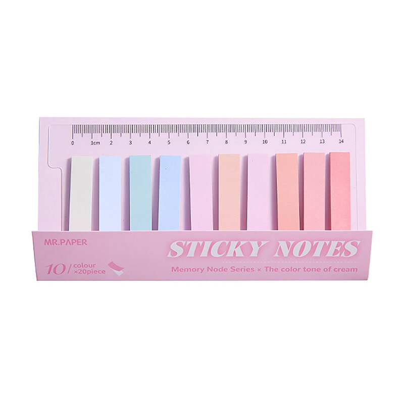 Simples Morandi Color Index Sticky Note Pads, auto-adesivo Memo Notepad, Material de escritório escolar, Papelaria Planner, 200 Folhas