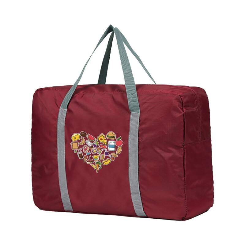 سعة كبيرة حقائب السفر الرجال الملابس تنظيم السفر حقيبة المرأة تخزين أكياس الأمتعة حقيبة يد الغذاء القلب طباعة