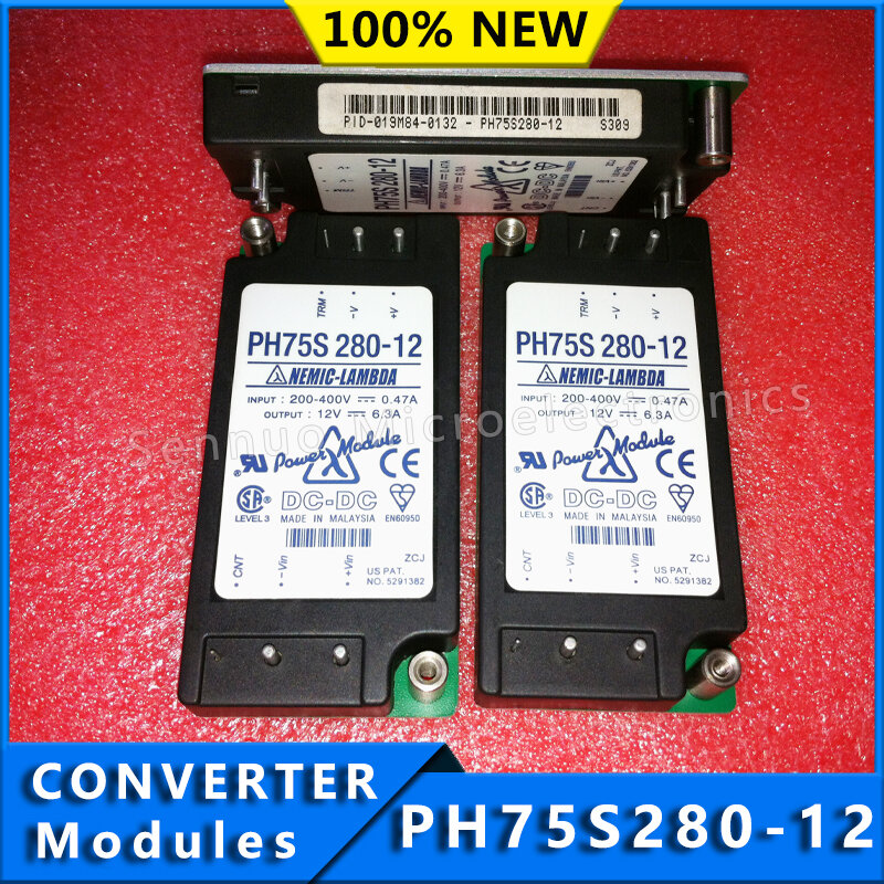 Módulo Isolado Conversor DC, Conversor PH75S280-12 DC, 1 Saída, 12V, 75W, 6.3A, Entrada 200V-400V, 1Pc, Novo