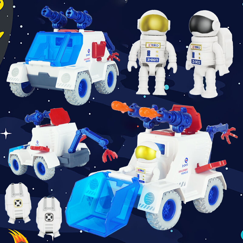 Coche espacial de ciencia, cohete multietapa con luz y efectos de sonido, modelo de astronautas, nave espacial Montessori, juguete para niños, regalos