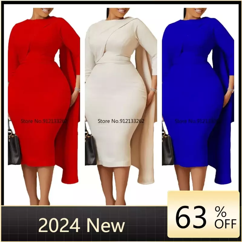 여성용 아프리카 드레스, Dashiki O넥, 섹시한 긴 소매 드레스, 캐주얼 여성 긴 연필 원피스, 2024 여름 패션