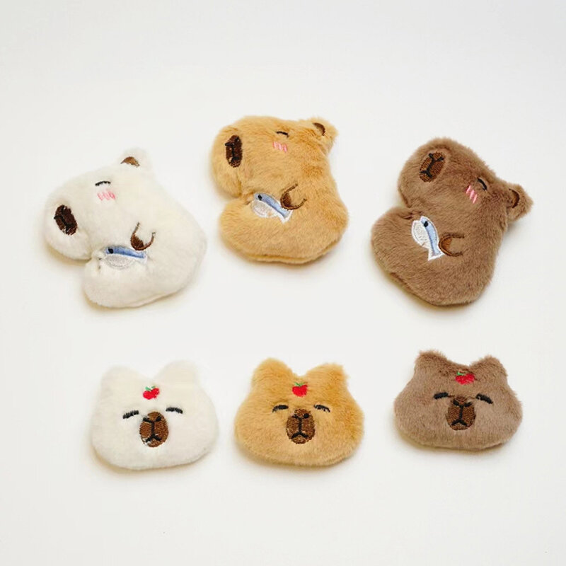 Muñeco de peluche de dibujos animados Capybara, Animal de peluche suave, juguetes de peluche encantadores, accesorios de decoración de broche DIY