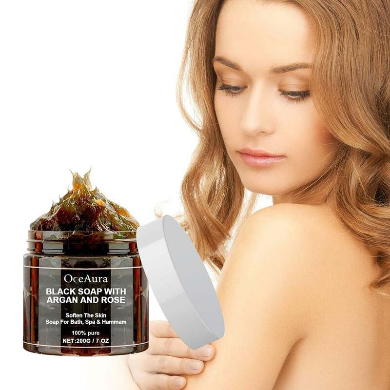 200g schwarze Beldi-Seife mit Argan und Rose Zawina Marokko schwarze Beldi-Seife feuchtigkeit spendender Körper entfernen Akne-Hautpflege