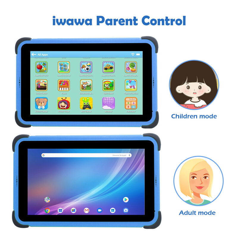 Tablet 8 Inci 1280*800 Android 11 WiFi6 Quad Core Google Play Tablet Edukasi Anak untuk Anak dengan Case Stylus Dropship 32G