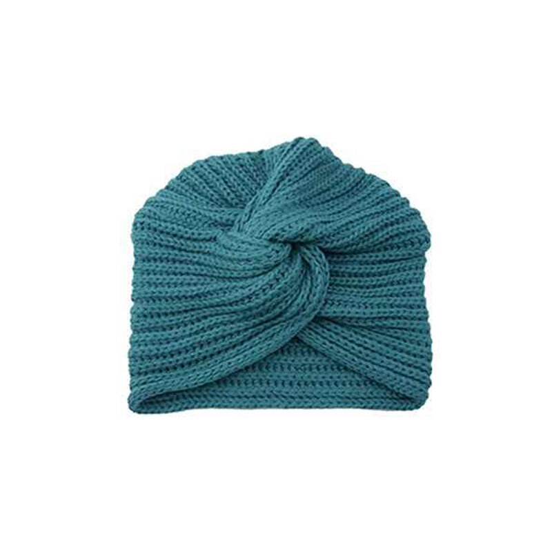 Y2k cappello di lana lavorato a maglia all'uncinetto tinta unita Hijab musulmano imitazione Cashmere croce annodato turbante inverno caldo addensare Pullover Cap