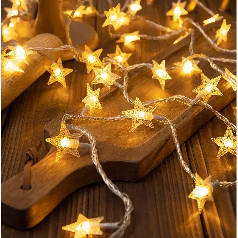Cadena de luces LED con pilas para decoración, lámparas centelleantes para decoración de Patio, hogar, boda, fiesta de Navidad, 10LED