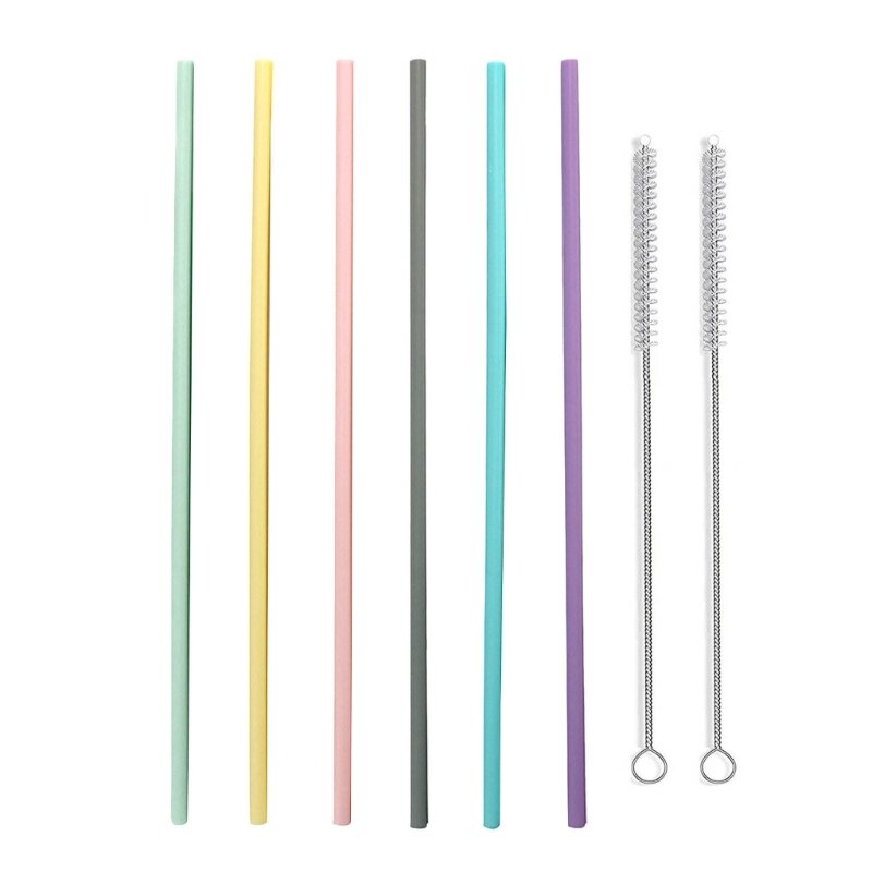 6 Pieces Colorful Straws Silicone Straws Replacements Straws Silicone Material Suitable for Adventure Travel Tumblers