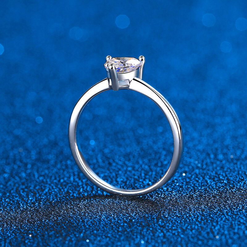 Anello di fidanzamento personalizzato in Moissanite ovale da 1 carato anello in argento Sterling rodiato ovale con suola ovale con diamante per donna