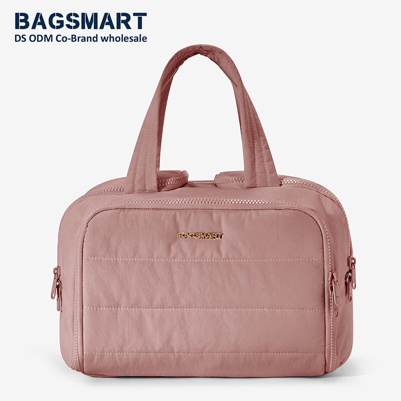 Bagsmart-女性のための広いオープンコスメバッグ,軽量のメイクアップバッグ,化粧オーガナイザー,旅行の必需品