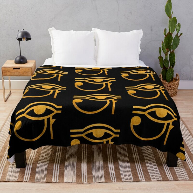 Oudjat - Eye Of Horus-Gold โยนผ้าห่มแฟชั่นโซฟาผ้าห่มนอนถุงผ้าห่ม