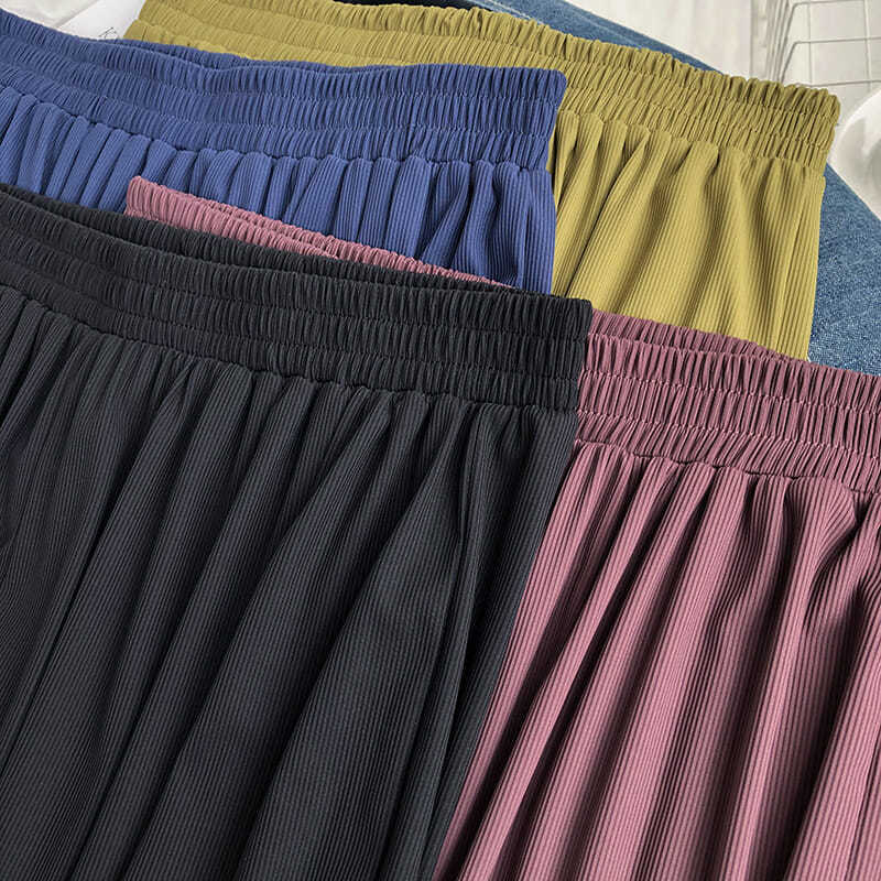 Pantalones finos de verano para el hogar, calzas de pierna ancha de Color sólido, de alta elasticidad, talla grande 6XL, 150KG