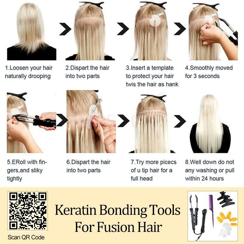 MRS HAIR KerBrian-Extension de Cheveux Naturels, Pointe en U, Capsules à Ongles KtItaliana, Pré-Collées, 12 à 24 Pouces, 50 Pièces/Paquet