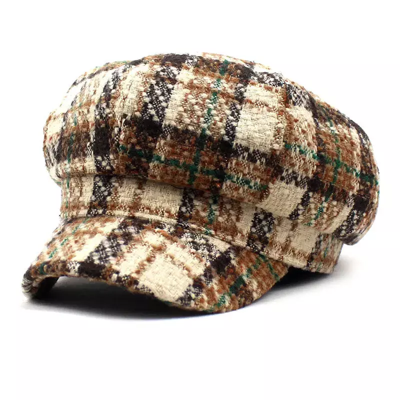 Ldslyjr Herbst und Winter Acryl gestreiften Druck achteckige Hüte für Frauen und Männer Baskenmützen Maler Hut Mütze Kappe
