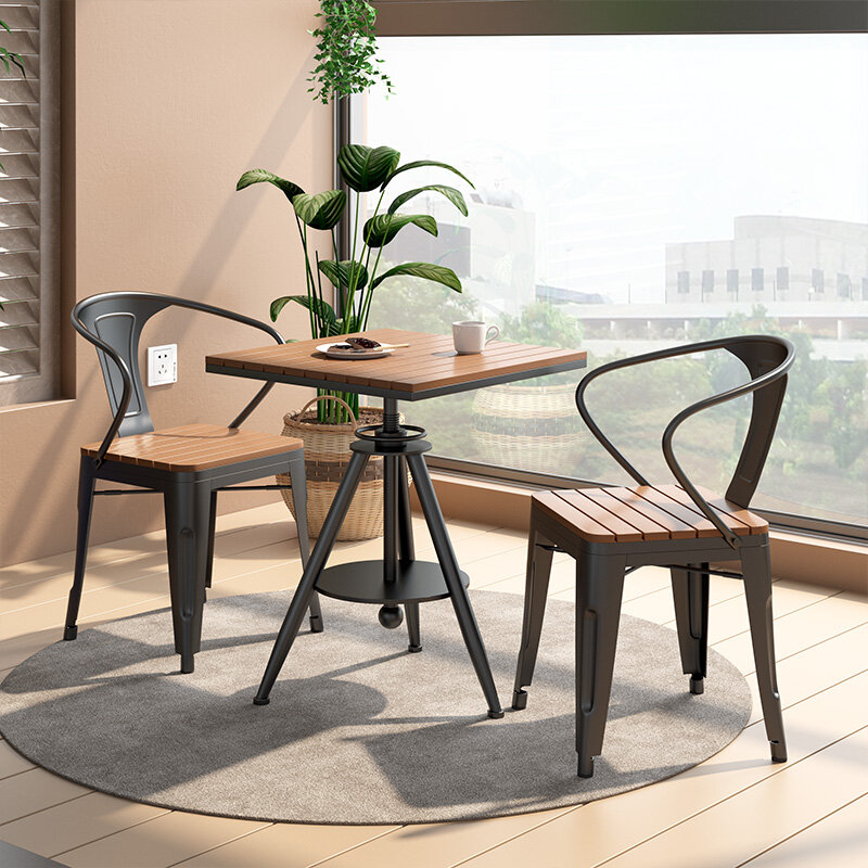 Mesa de café quadrada de madeira maciça, cadeira minimalista, mobília minimalista moderna, tamborete, sala de estar