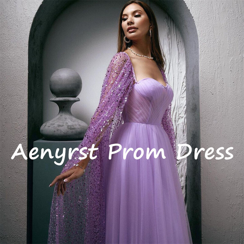 Aenyrst-Vestidos de Fiesta elegantes con lentejuelas, vestido de noche plisado, largo hasta el suelo