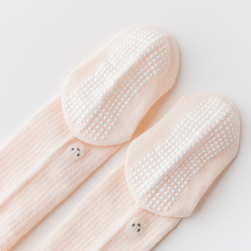 4 paia di calzini morbidi al ginocchio per bambini calzini antiscivolo per neonati calzini traspiranti in rete di cotone per neonati calzini lunghi per 0-3 anni
