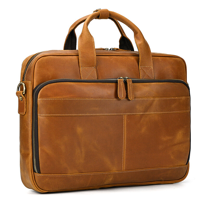 Real Cowskin Men's Shoulder Bags Genuine Leather Bussiness Laptop Bag 15.6 16 17.3 Inch Computer Bag Men Briefcase Bags Vintage