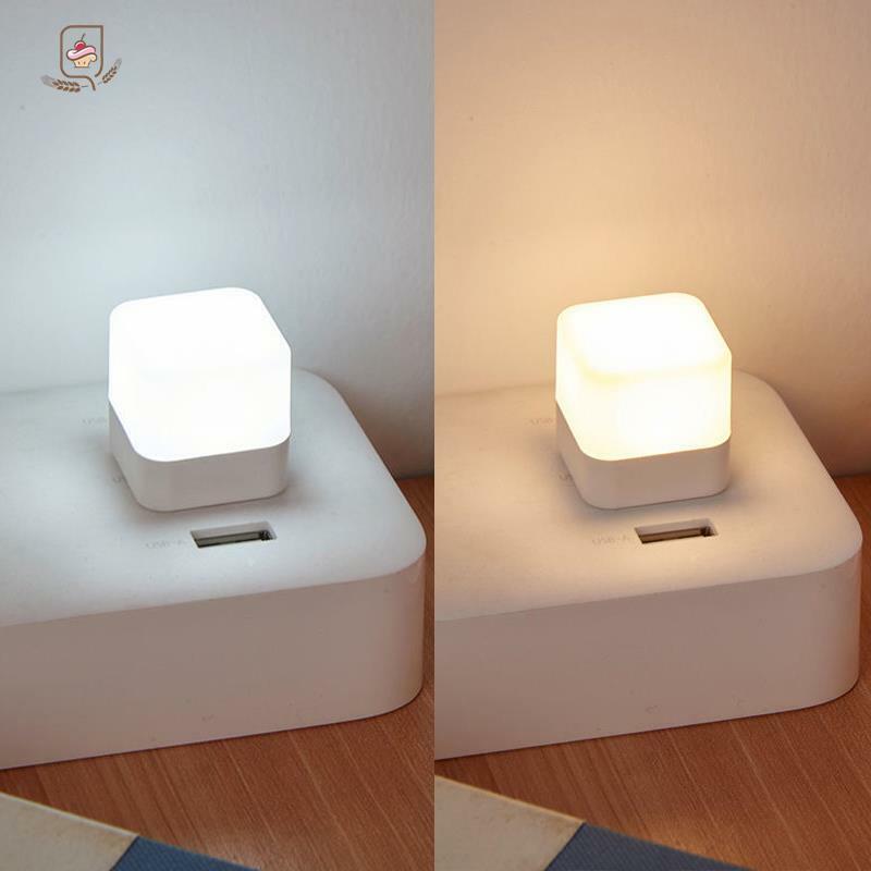 1Pcs USB Plug Lamp Mini LED Night Light Power Bank Charging Book Lights Small Round Reading Eye Protection Lamps Camp Equipment