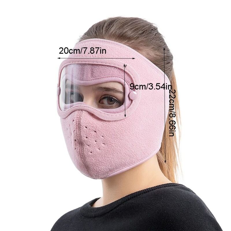 Masque facial en laine anti-buée pour femme, masque de ski, coupe-vent, anti-poussière, protection de lentille, simple, sourire, hiver