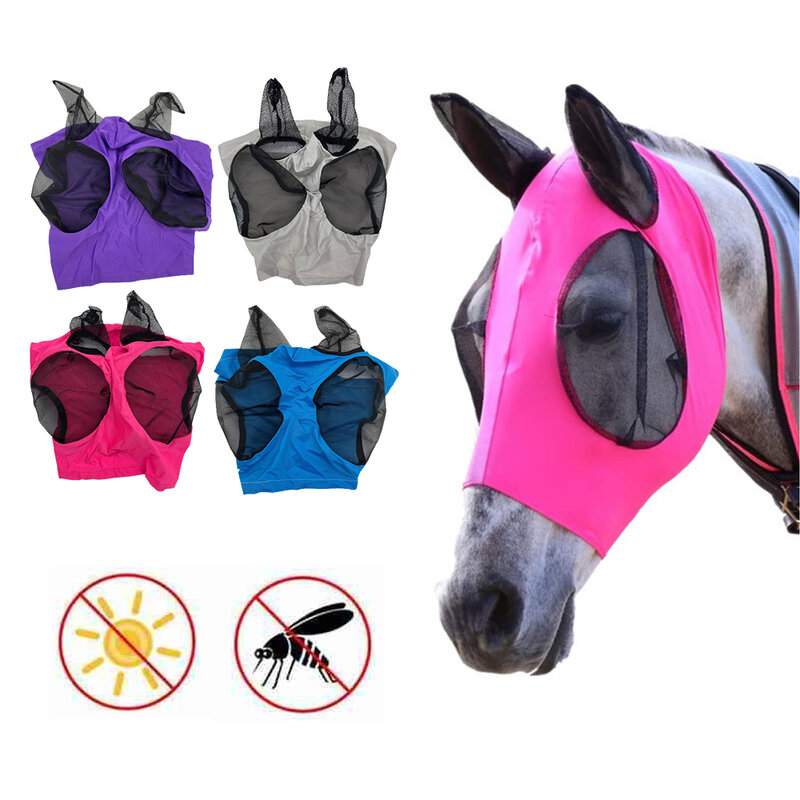 1 pçs voar máscara de cavalo anti uv fly-proof proteção animais olhos cavalo equitação malha respirável decoração equestre suprimentos