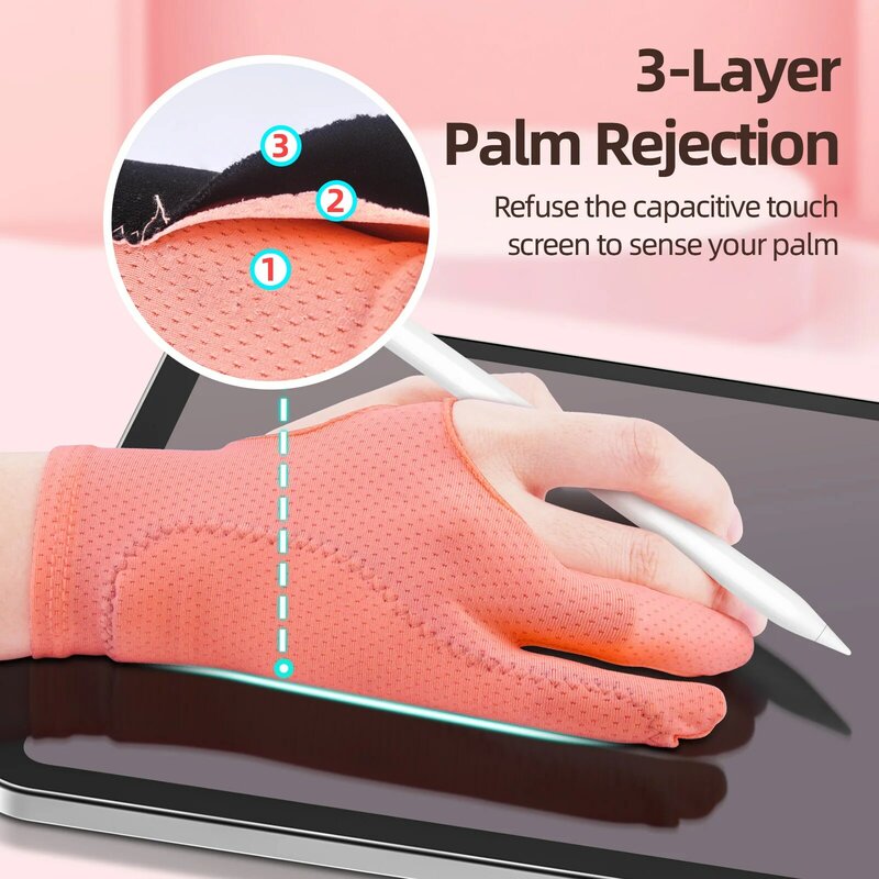 ANKNDO Two Finger Anti-fouling Glove For Artist Drawing & Pen Graphic Tablet Pad Pen Palm Rejection Glove for Android Tablet