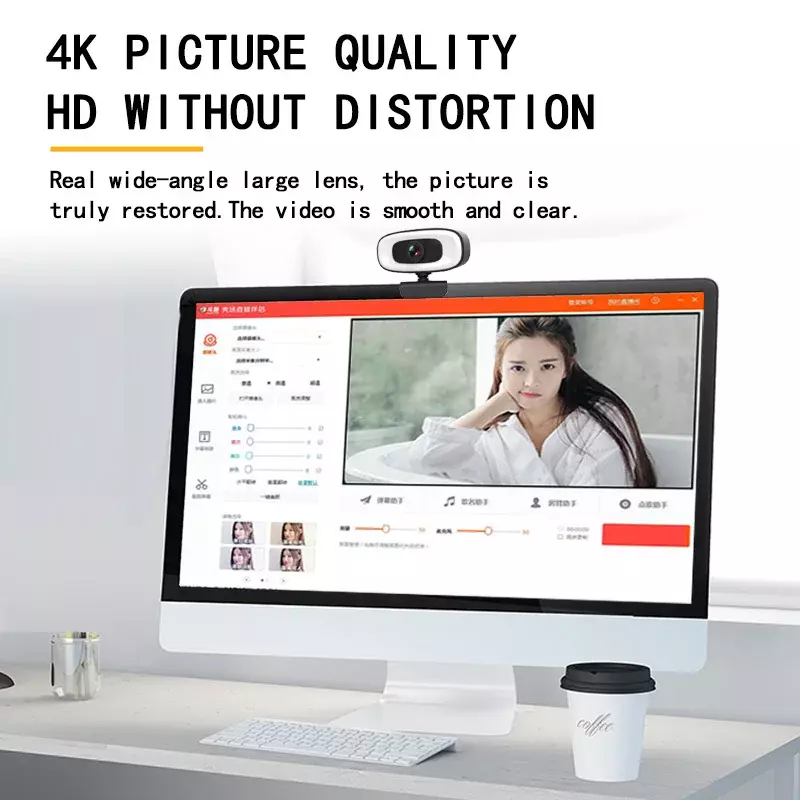 Webcam 4K 1080P kamera Mini, kamera Web 2K Full HD dengan mikrofon 15-30fps USB untuk Youtube PC Laptop, kamera perekam Video