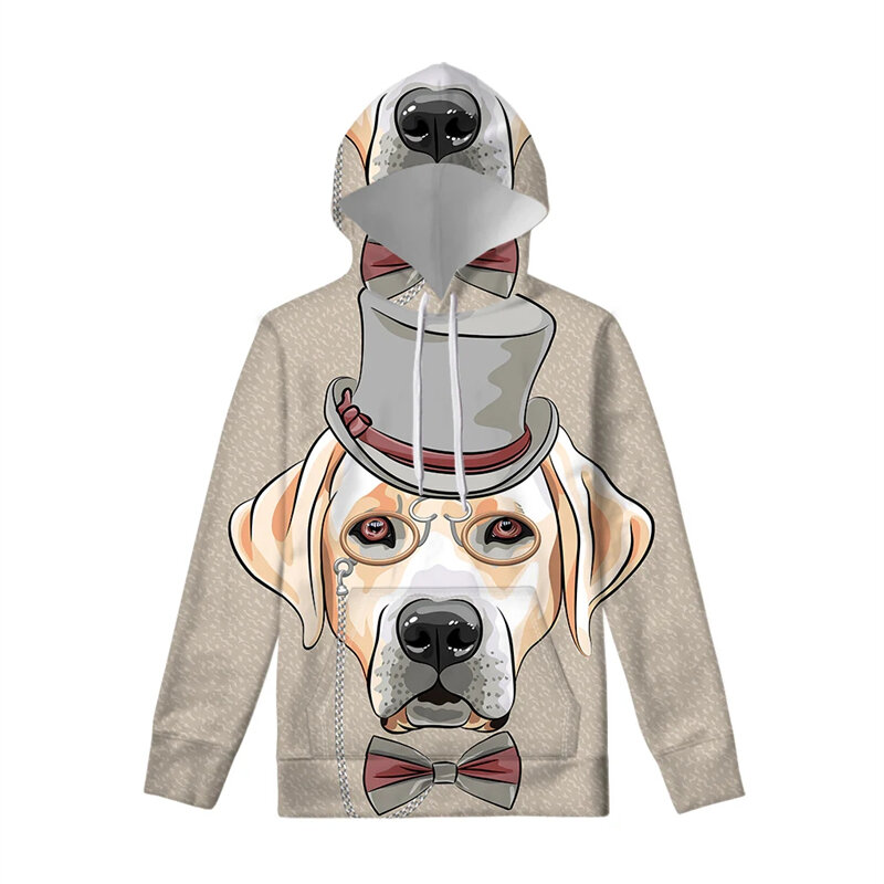 Hoodie 3D engraçado masculino com padrão de cão, mangas compridas, streetwear casual, tops esportivos, hip hop, elegante, engraçado
