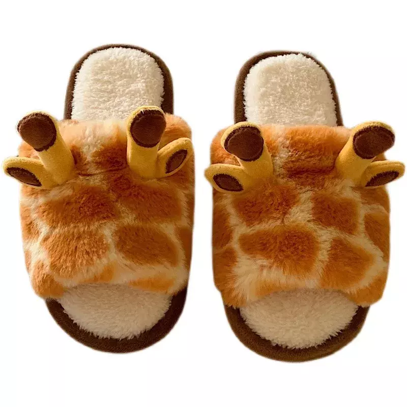 Schuhe für Frauen Winter Neue Indoor Warm Baumwolle Schuhe für Studenten Zu Hause Cartoon Giraffe Plüsch Einteiliges wort Hausschuhe chinelos Planos